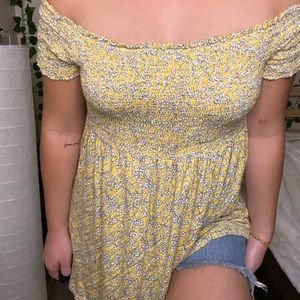 Yellow floral maternity dress